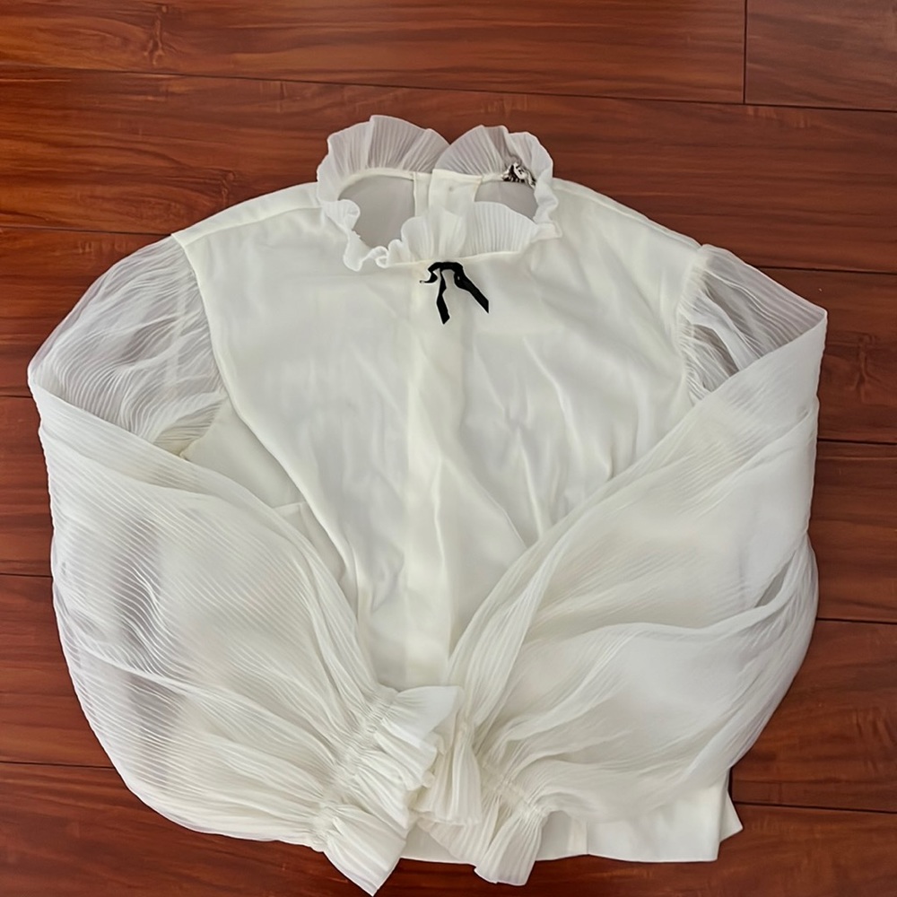 Vintage pleated sleeve blouse